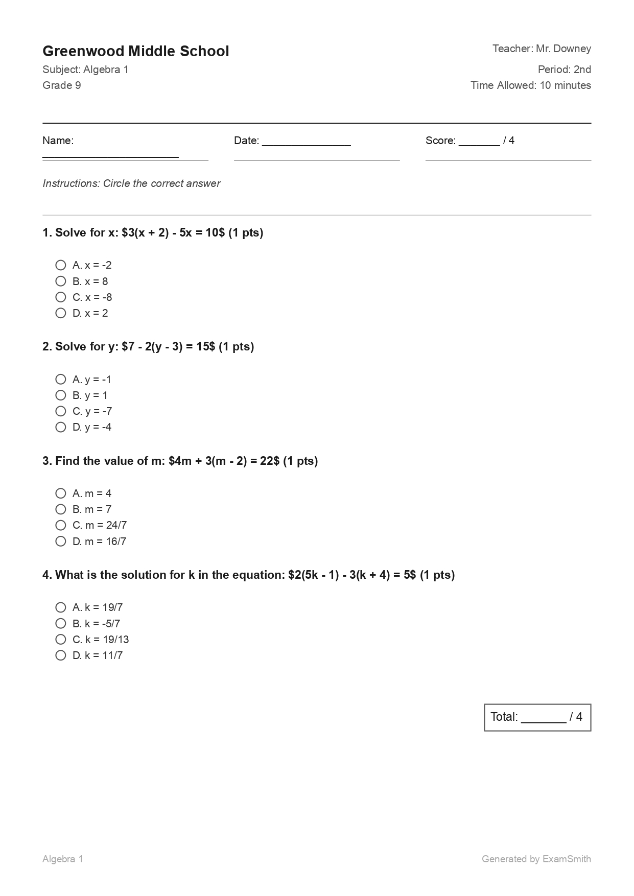 Answer Key Preview